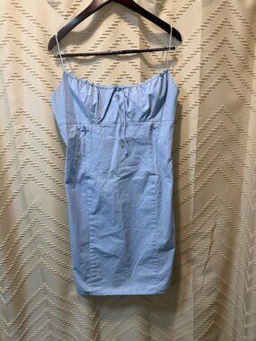 Lauren Ralph Lauren Dress 14 Blue Cotton Mini Sleeveless Summer